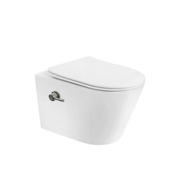 Унитаз-биде подвесной безободковый Boheme Avva 973-SET-2-MW с тонкой крышкой микролифт, белый матовый - фото 