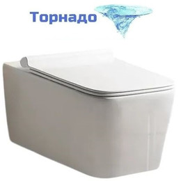 Унитаз подвесной безободковый Cerutti SPA Viola Aria Tornado 10583 с тонкой крышкой микролифт (система смыва Торнадо) - фото 