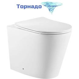 Унитаз приставной безободковый SantiLine SL-5020T с тонкой крышкой микролифт (система смыва Торнадо) - фото 