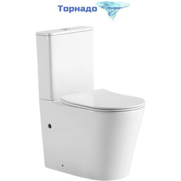 Унитаз-компакт безободковый SantiLine SL-5026 с тонкой крышкой микролифт (система смыва Торнадо) - фото 