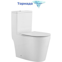 Унитаз-моноблок безободковый SantiLine SL-5029 с тонкой крышкой микролифт (система смыва Торнадо) - фото 