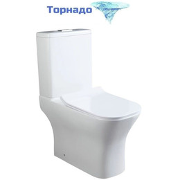 Унитаз-компакт безободковый SantiLine SL-5043 с тонкой крышкой микролифт (система смыва Торнадо) - фото 