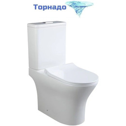 Унитаз-компакт безободковый SantiLine SL-5044 с тонкой крышкой микролифт (система смыва Торнадо) - фото 