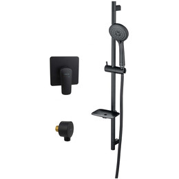 Набор смесителей 3 в 1 для душа Aquatek Вега AQ1076MB, чёрный матовый, Цвет производителя: чёрный матовый - фото 