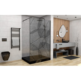 Душевая перегородка Avacan 110 см MB110 стекло (8 мм) с кронштейном в комплекте, чёрный/узор - фото 