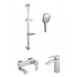 Набор смесителей 3 в 1 для ванны с коротким изливом Grocenberg GB1007CR - фото 