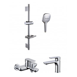 Набор смесителей 3 в 1 для ванны с коротким изливом Grocenberg GB1009CR - фото 