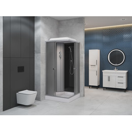 Душевая кабина EvaGold 90х90 см EG210018, чёрный матовый/тонированное рифленое - фото 