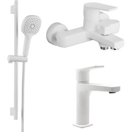 Набор смесителей 3 в 1 для ванны Azario Treya AZ-156805126+AZ-156845026+AZ-157820226, белый матовый - фото 