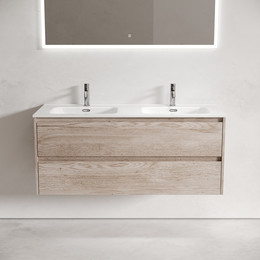 Тумба подвесная с раковиной Sancos Libra 120 см LB120-2EG, дуб галифакс натуральный (раковина Element CN7004) - фото 