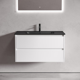 Тумба подвесная с раковиной-столешницей Sancos Libra 90 см LB90W (раковина Element CN7002MB) - фото 