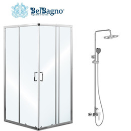Набор 2 в 1: Душевое ограждение BelBagno (75-90)х(75-90) см UNIQUE-A-2-75/90-C-Cr + Душевая стойка BelBagno ANCONA-DOCM-CRM - фото 