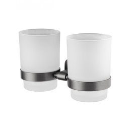 Стакан двойной для зубных щеток Wonzon & Woghand Graffity WW-9328-GM, цвет тёмный графит брашированный - фото 