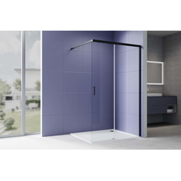 Душевая перегородка Aquatek Walk in 120 см AQ.WISL.120.1BL (стекло 8 мм) с кронштейном в комплекте, чёрный матовый/прозрачное - фото 