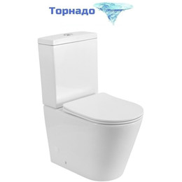 Унитаз-компакт безободковый Cezares Liner-Tor CZR-6726-CP-TOR/SC с тонкой крышкой микролифт (система смыва Торнадо) - фото 