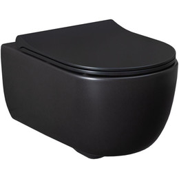 Унитаз подвесной безободковый Allen Brau Priority 4.31001.31 с тонкой крышкой микролифт, чёрный матовый - фото 