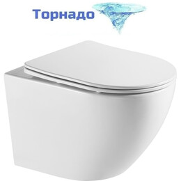 Унитаз подвесной безободковый Azario Grado AZ-0046-UQ3 с крышкой микролифт (Система смыва торнадо), Цвет производителя: белый - фото 