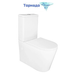 Унитаз-компакт безободковый Azario Conto AZ-T005BR с тонкой крышкой микролифт (Система смыва торнадо), Цвет производителя: белый - фото 