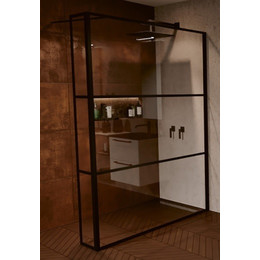 Душевая перегородка Riho Grid GB 402 100 см с кронштейном в комплекте, черный/прозрачное - фото 