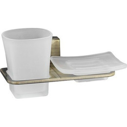 Стакан с мыльницей WasserKraft Exter K-5226, цвет светлая бронза - фото 