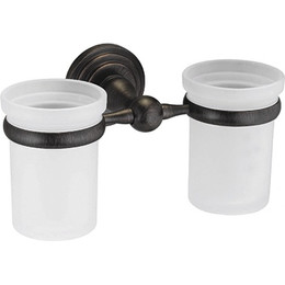 Стакан двойной для зубных щеток WasserKraft Isar K-7328D, цвет тёмная бронза - фото 