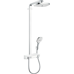 Душевая стойка с термостатом Hansgrohe Raindance Select E 300 2jet Showerpipe 27126400, белый/хром - фото 
