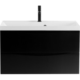 Тумба подвесная с раковиной BelBagno MARINO-900-2C-SO-NL-P 90 см, Nero Lucido - фото 