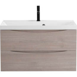 Тумба подвесная с раковиной BelBagno MARINO-800-2C-SO-RG-P 80 см, Rovere Grigio - фото 