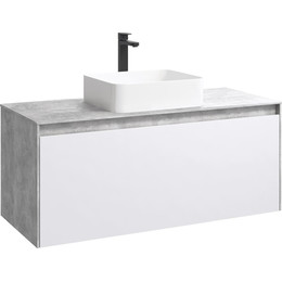 Тумба подвесная со столешницей Aqwella 5 Stars Mobi 120 см MOB0112BS/MOB0712W, бетон светлый/белый - фото 