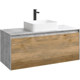 Тумба подвесная со столешницей Aqwella 5 Stars Mobi 120 см MOB0112BS/MOB0712DB, бетон светлый/дуб балтийский - фото 