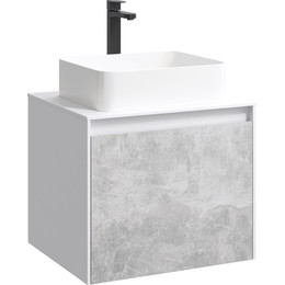 Тумба подвесная со столешницей Aqwella 5 Stars Mobi 60 см MOB0106W/MOB0706BS, белый/бетон светлый - фото 