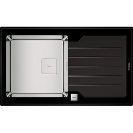 Кухонная мойка Teka Maestro Diamond RS15 1B 1D 86 Black 115100011, чёрное стекло - фото 