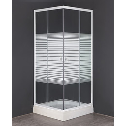 Душевое ограждение Loranto CS-8024S 90х90 см, белый/узор - фото 