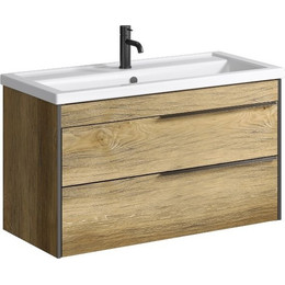 Тумба подвесная с раковиной Aqwella Fargo 100 см FRG0110DB, дуб балтийский - фото 