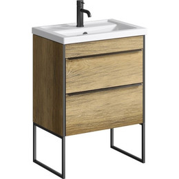 Тумба напольная с раковиной Aqwella Fargo 60 см FRG0106DB/FRGN380, дуб балтийский - фото 