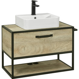 Тумба подвесная со столешницей Акватон Лофт Фабрик 80 см 1A242401LTDU0, дуб эндгрейн - фото 