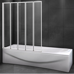 Шторка для ванны Cezares Relax V-5 120 см, белый/прозрачное - фото 