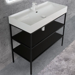 Тумба напольная с раковиной Cezares CADRO-100/46/73-2C-PIA-MET-ST 100 см, черный - фото 