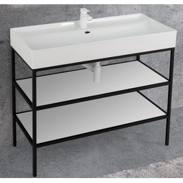 Тумба напольная с раковиной Cezares CADRO-120/46/73-2C-PIA-MET-ST 120 см, черный/белый - фото 