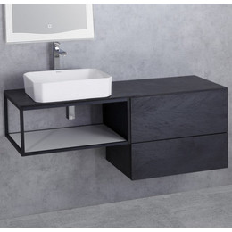 Тумба подвесная со столешницей Cezares CADRO-70/46/30-1C-SO-MET 140 см, черный - фото 