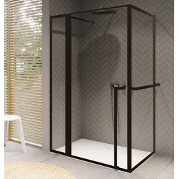 Душевое ограждение Riho Lucid GD203 110х100 см G005018121 с кронштейном в комплекте, черный/прозрачное - фото 