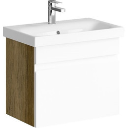 Тумба подвесная с раковиной Aqwella Smart 60 см SRT0106DB, дуб балтийский/белый - фото 