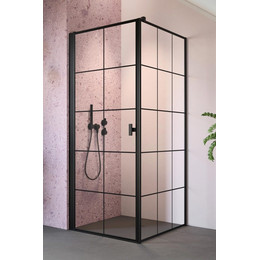 Душевое ограждение Radaway Nes 8 Black KDJ I Factory + S1 80х70 см L (стекло 8 мм), черный/прозрачное - фото 