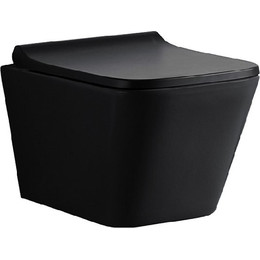 Унитаз подвесной безободковый Azario Teramo AZ-052-MB с крышкой микролифт, черный, Цвет производителя: чёрный - фото 