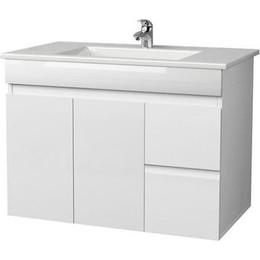 Тумба подвесная с раковиной Mirsant Next 100/1 см (раковина Premier 1000), белый - фото 