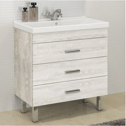 Тумба напольная с раковиной Comforty Никосия 80H 80 см, дуб белый - фото 