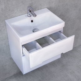 Тумба подвесная с раковиной Jorno Moduo Slim 50 см Mod.01.50/P/W, белый - фото 
