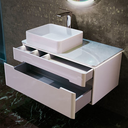 Тумба подвесная с раковиной Jorno Shine 90 см Shi.01.90/P/W, белый - фото 