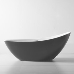 Ванна отдельностоящая Abber AB9233G 184x79 см, серый - фото 