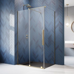 Душевое ограждение Radaway Furo Gold KDJ 120х90 см L (стекло 8 мм), золото/прозрачное - фото 